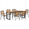 Zestaw do jadalni w ogrodzie 7 pcs Czarny Lite Drewno Akacji