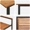 Zestaw do jadalni w ogrodzie 7 pcs Czarny Lite Drewno Akacji