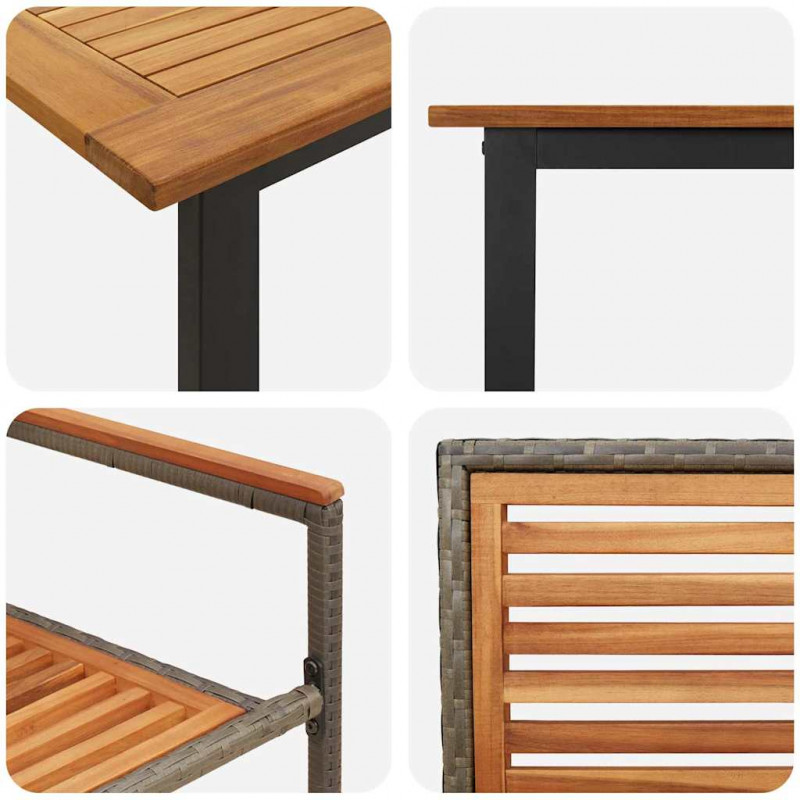 Zestaw do jadalni w ogrodzie 9 pcs Szary Lite Drewno Akacji
