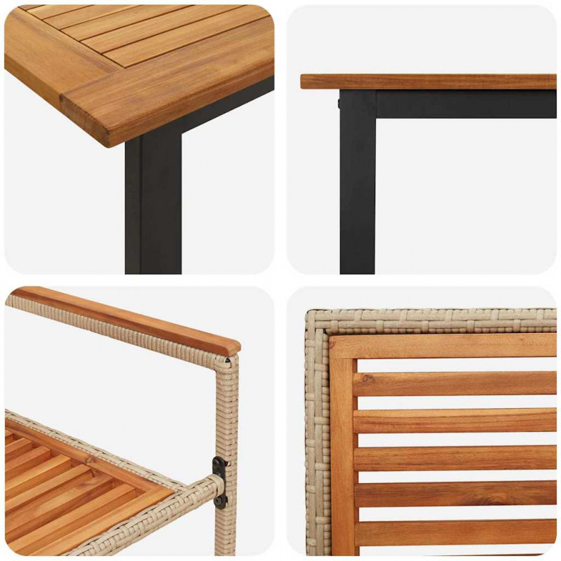 Zestaw do jadalni w ogrodzie 9 pcs Beżowy Lite Drewno Akacji