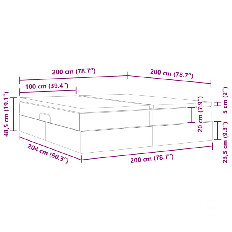 Łóżko z miejscem na przechowywanie i materacem 200 x 200 cm