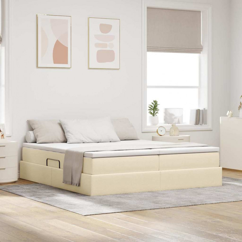 Łóżko z miejscem na przechowywanie i materacem 200 x 200 cm