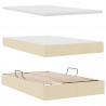 Łóżko z miejscem na przechowywanie i materacem Kremowy