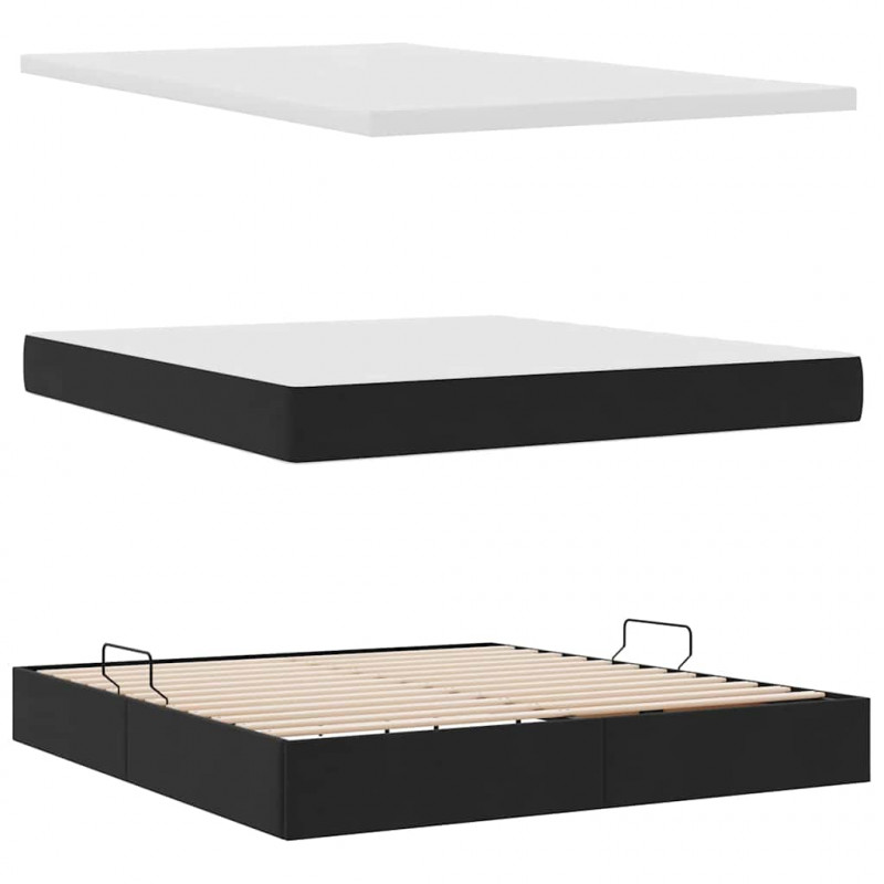 Łóżko z miejscem do przechowywania Czarny 160 x 200 cm Aksamit