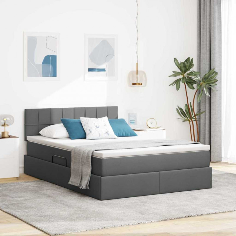 Łóżko z miejscem na przechowywanie i materacem Ciemnoszary
