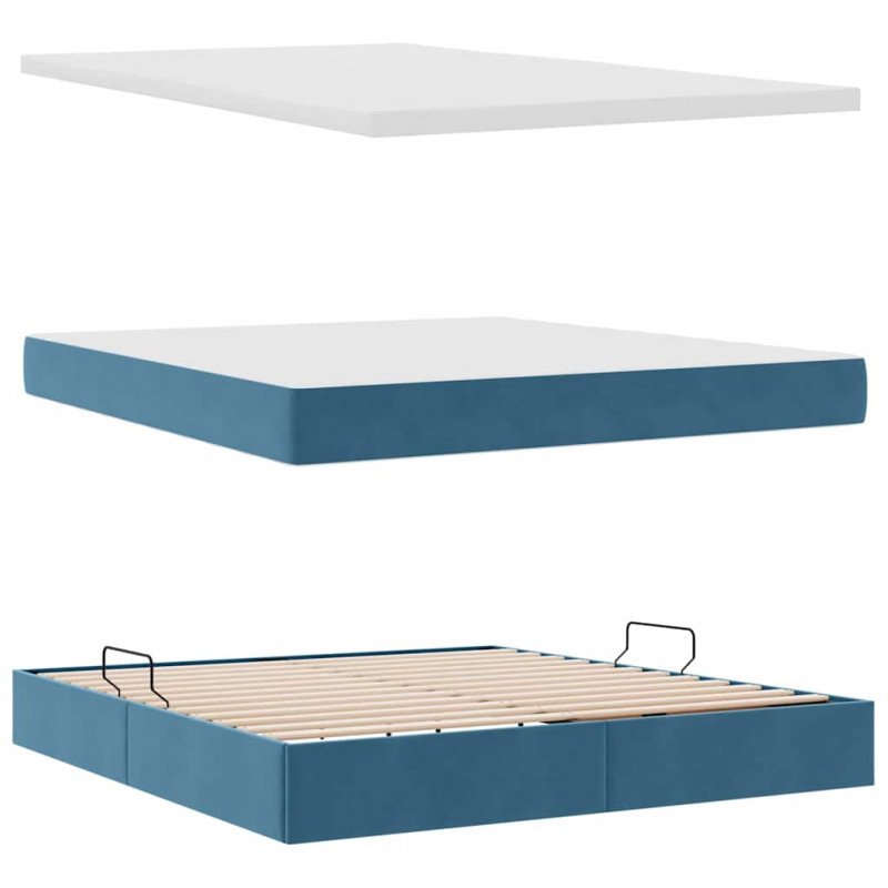 Łóżko z miejscem do przechowywania Ciemnoniebieski 180 x 200 cm