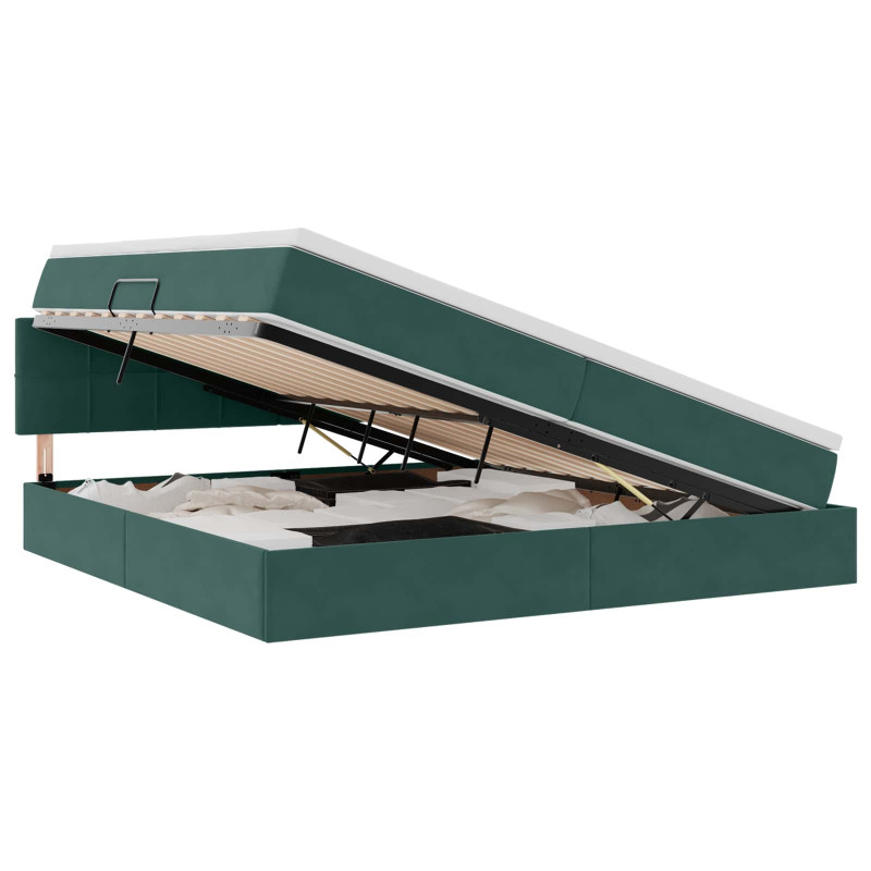 Łóżko z miejscem do przechowywania Ciemna zieleń 200 x 200 cm