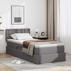 Łóżko z miejscem na przechowywanie i LED Szary 90 x 190 cm