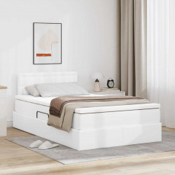 Łóżko z miejscem na przechowywanie i LED Biały 120 x 190 cm