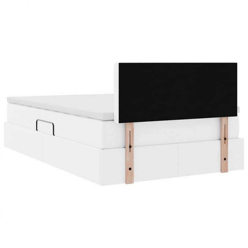 Łóżko z miejscem na przechowywanie i LED Biały 120 x 190 cm