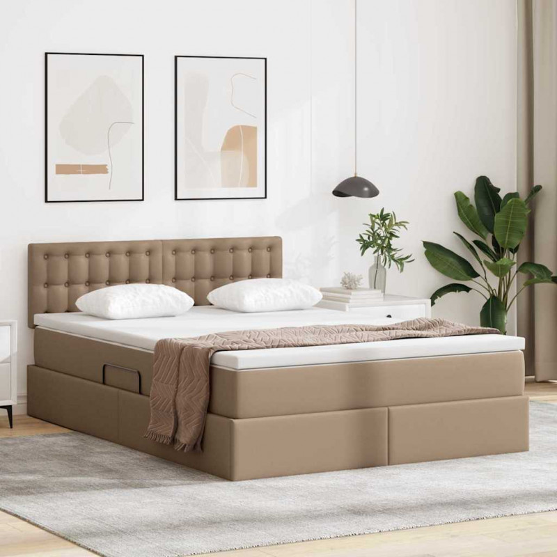 Łóżko z miejscem na przechowywanie i LED Kawowy 140 x 190 cm