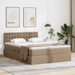 Łóżko z miejscem na przechowywanie i LED Kawowy 140 x 200 cm