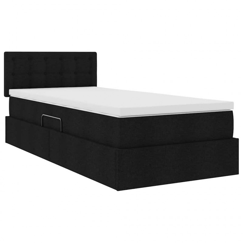 Łóżko z miejscem na przechowywanie i materacem Czarny