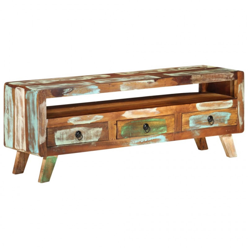 Szafka pod telewizor, kolorowa, 110x30x40 cm, drewno z odzysku