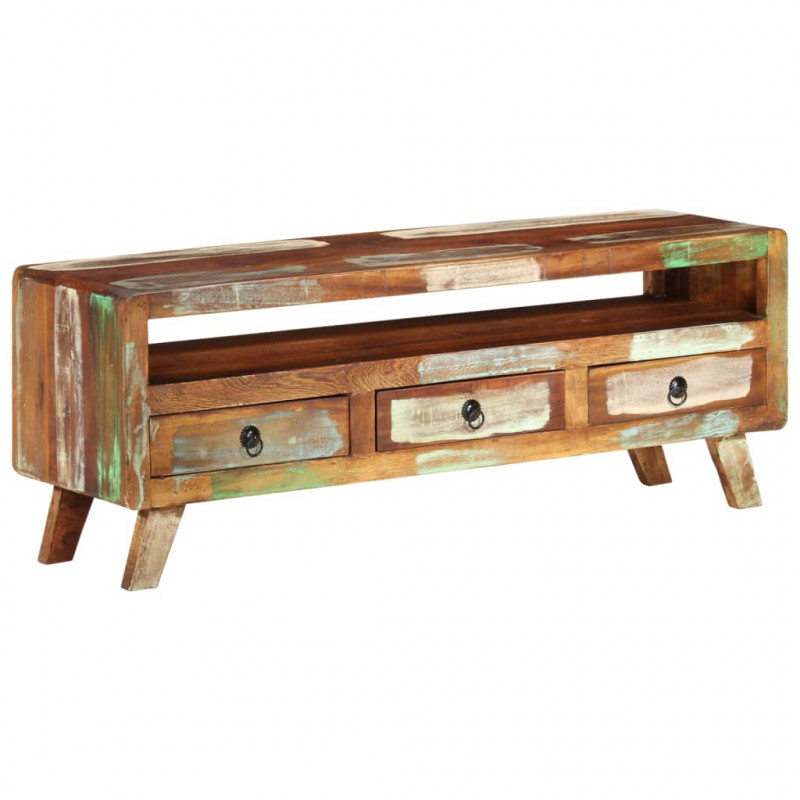 Szafka pod telewizor, kolorowa, 110x30x40 cm, drewno z odzysku