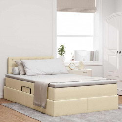 Łóżko z miejscem na przechowywanie i materacem Kremowy