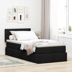 Łóżko z miejscem na przechowywanie i LED Czarny 100 x 200 cm