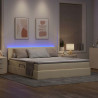 Łóżko z miejscem na przechowywanie i LED Kremowy 160 x 200 cm