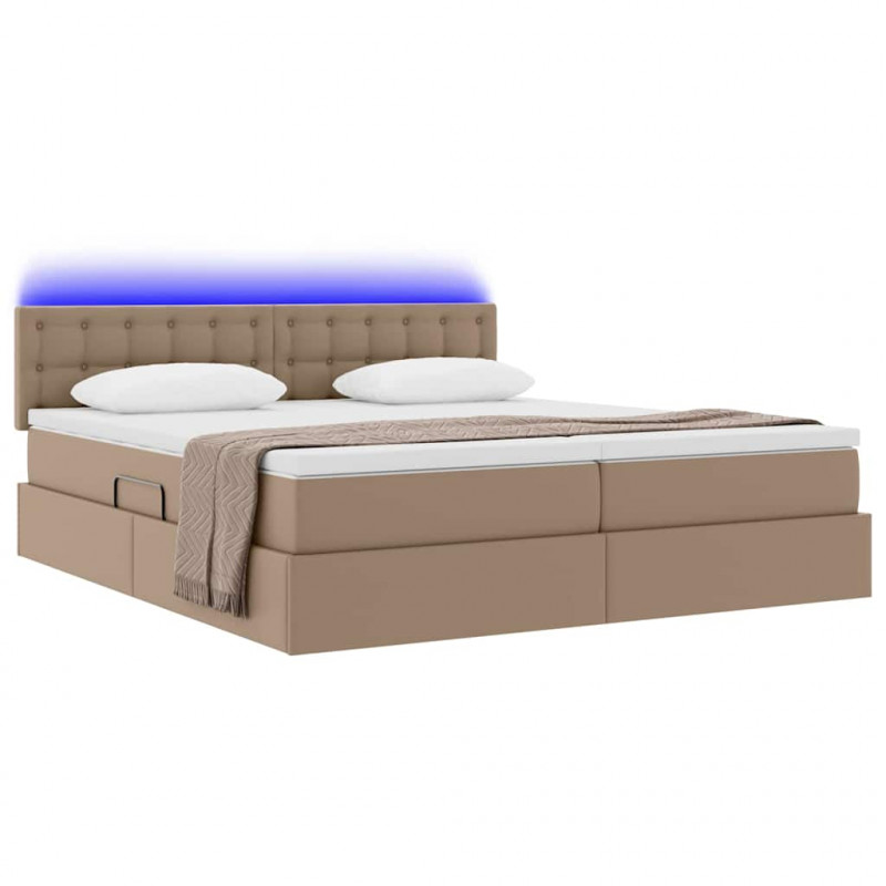 Łóżko z miejscem na przechowywanie i LED Kawowy 200 x 200 cm