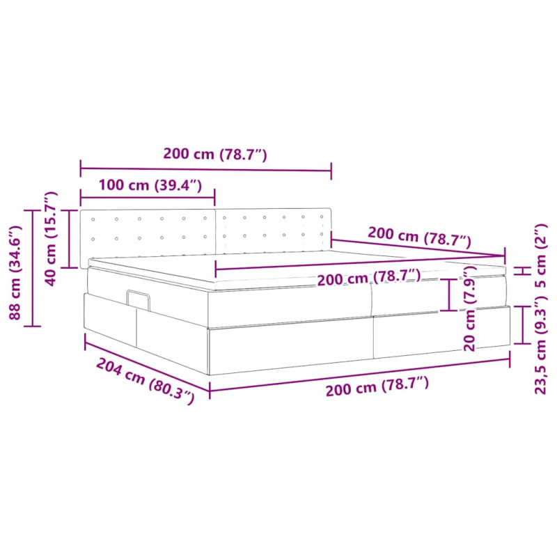 Łóżko z miejscem na przechowywanie i LED Niebieski 200 x 200 cm