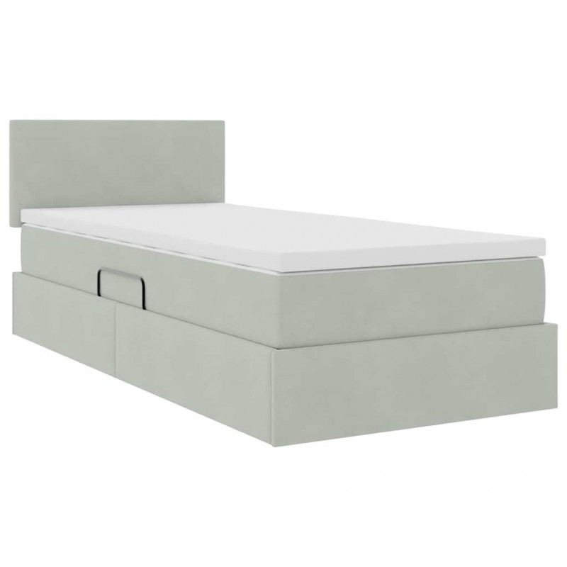 Łóżko z miejscem na przechowywanie i LED Jasnoszary 90 x 190 cm