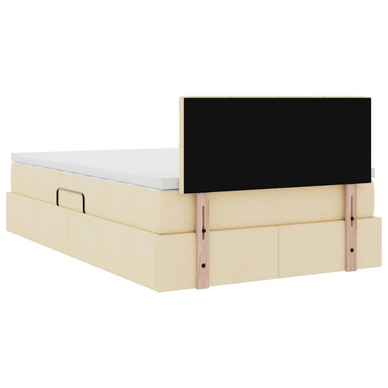 Łóżko z miejscem na przechowywanie i LED Kremowy 120 x 190 cm