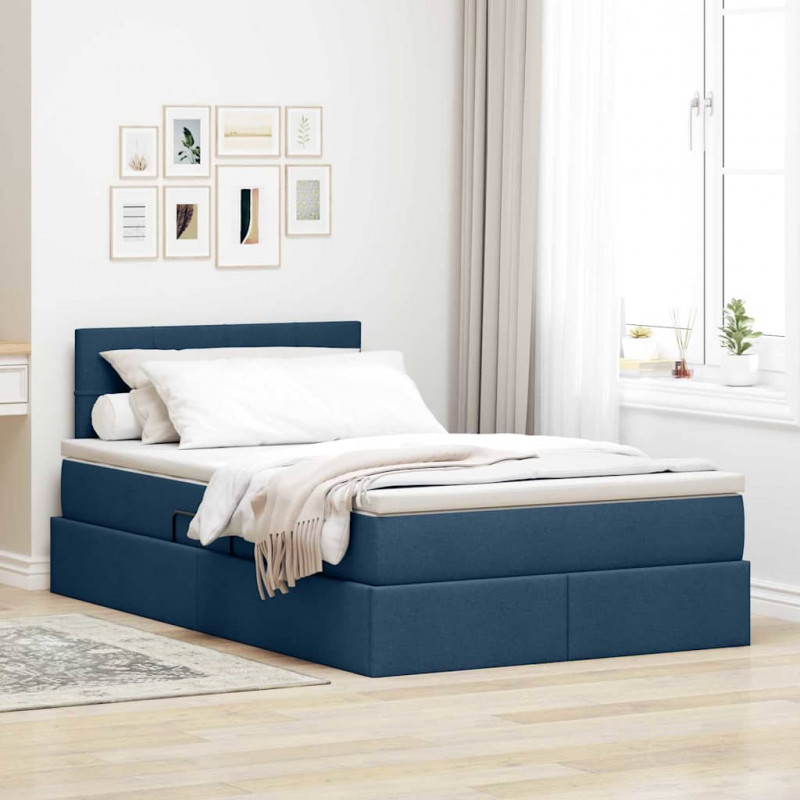 Łóżko z miejscem na przechowywanie i LED Niebieski 120 x 190 cm