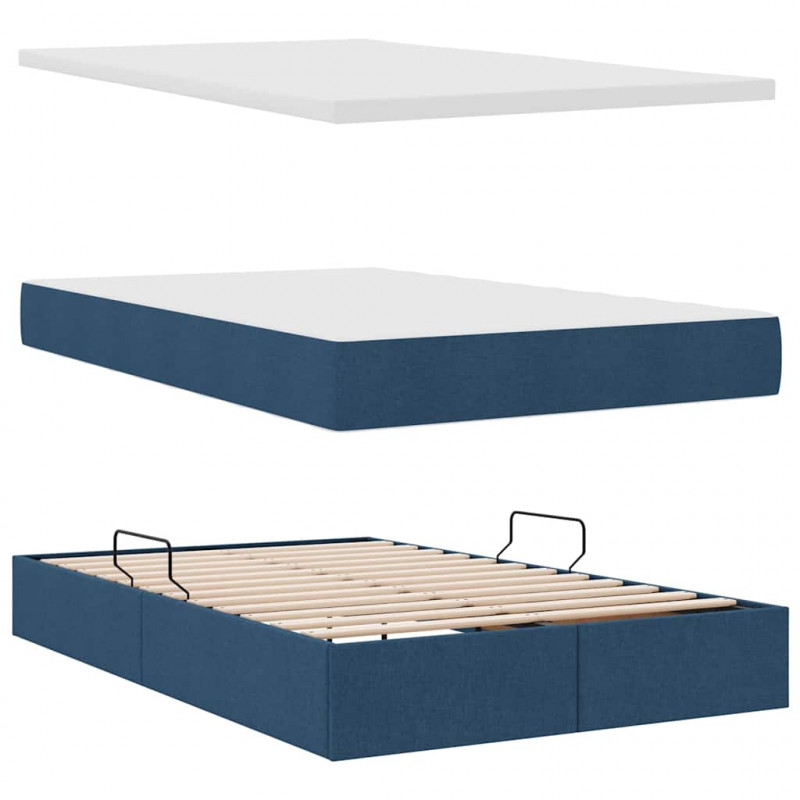 Łóżko z miejscem na przechowywanie i LED Niebieski 120 x 190 cm