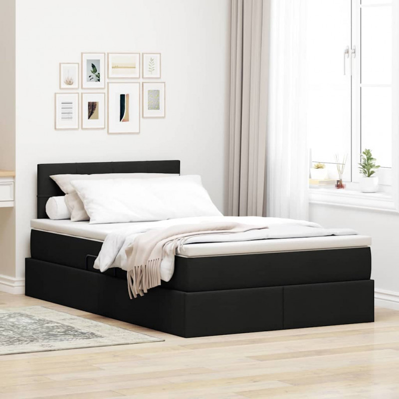 Łóżko z miejscem na przechowywanie i LED Czarny 120 x 200 cm