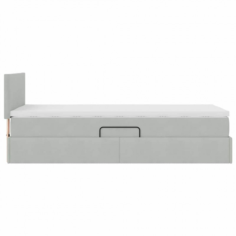 Łóżko z miejscem na przechowywanie i LED Jasnoszary 90 x 200 cm