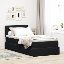 Łóżko z miejscem na przechowywanie i LED Czarny 90 x 200 cm