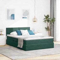 Łóżko z miejscem na przechowywanie i LED 140 x 190 cm Aksamit