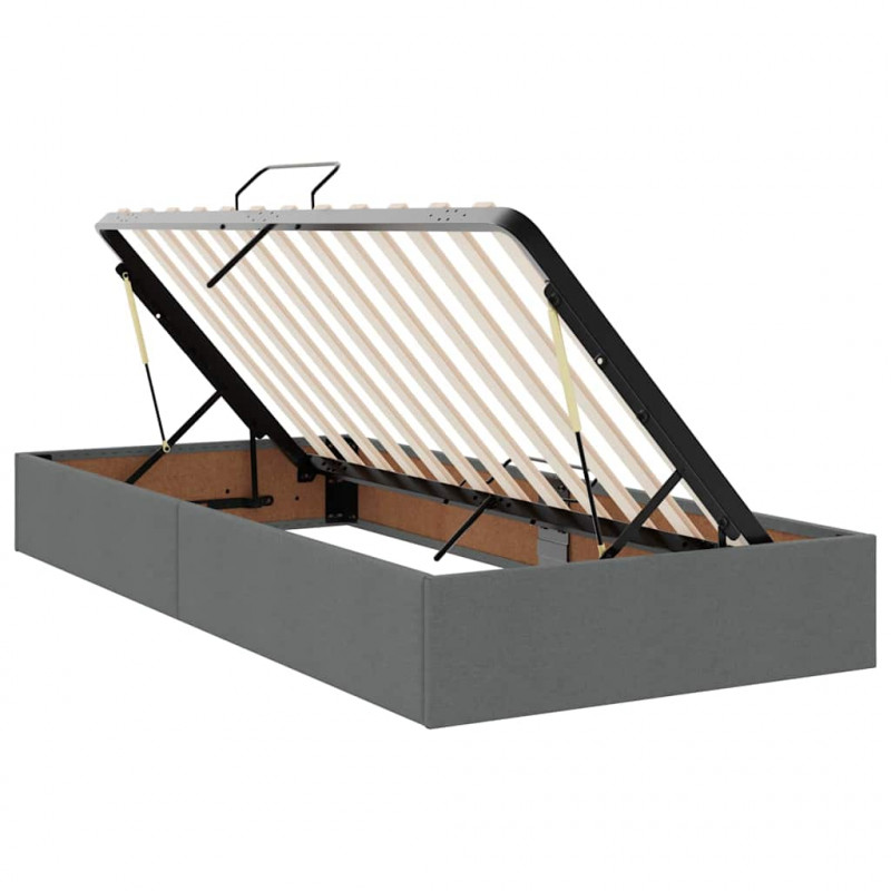 Łóżko z miejscem na przechowywanie i LED Ciemnoszary tkanina