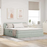 Łóżko z miejscem na przechowywanie i LED Jasnoszary Aksamit