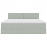 Łóżko z miejscem na przechowywanie i LED Jasnoszary Aksamit