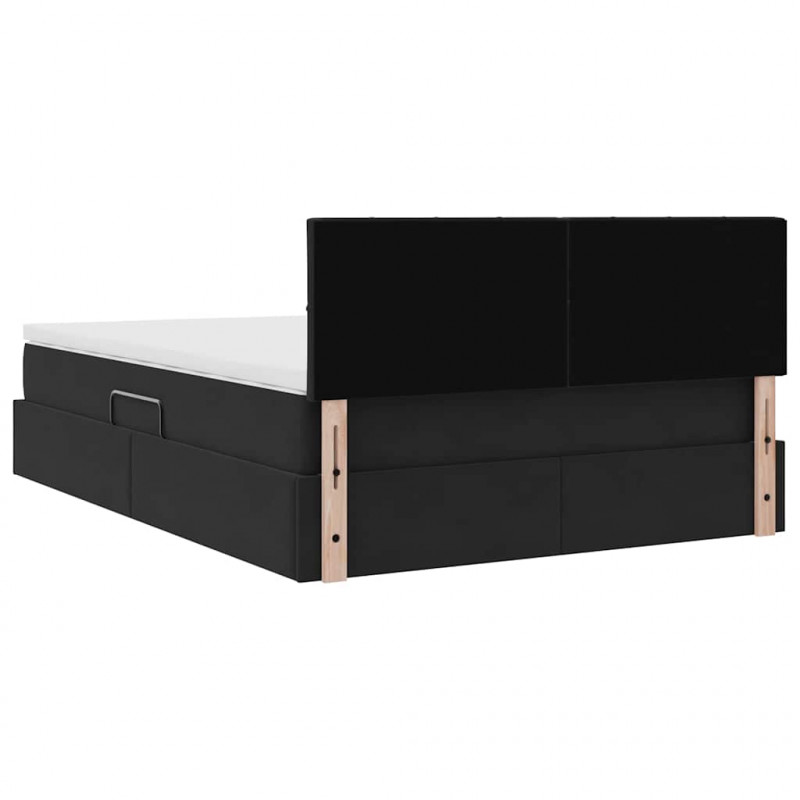Łóżko z miejscem na przechowywanie i LED Czarny 140 x 190 cm