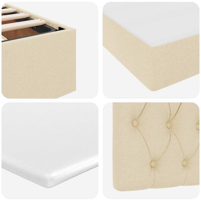 Łóżko z miejscem na przechowywanie i LED Kremowy 180 x 200 cm