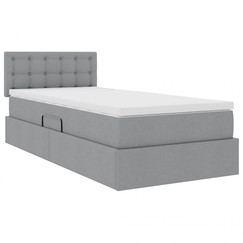 Łóżko z miejscem na przechowywanie i LED Jasnoszary 90 x 190 cm