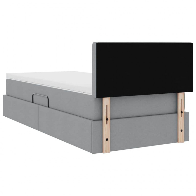 Łóżko z miejscem na przechowywanie i LED Jasnoszary 90 x 190 cm