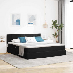 Łóżko z miejscem na przechowywanie i LED Czarny 180 x 200 cm