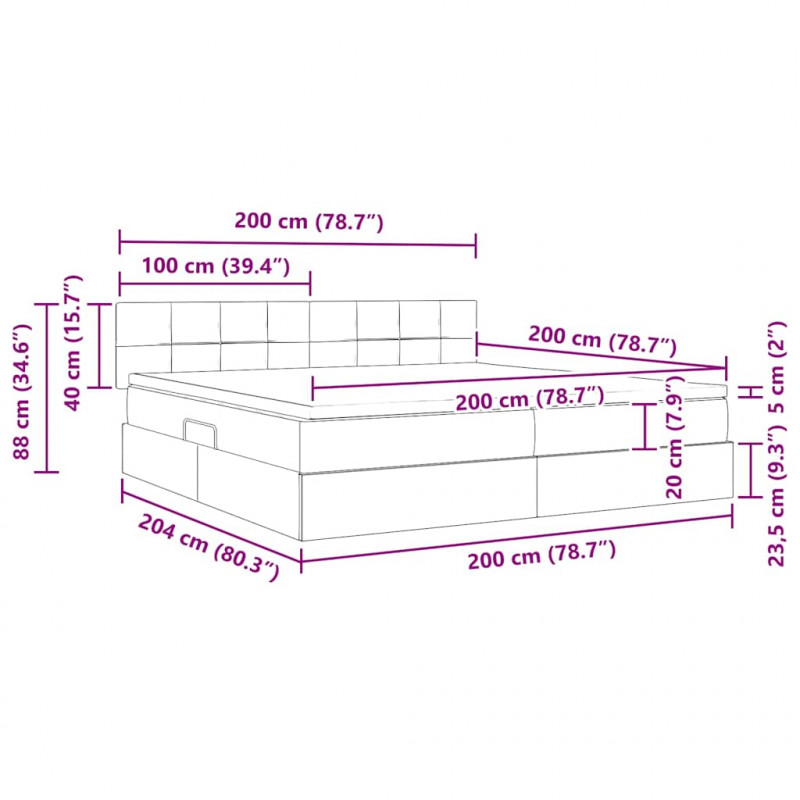 Łóżko z miejscem na przechowywanie i LED Ciemnoszary Aksamit