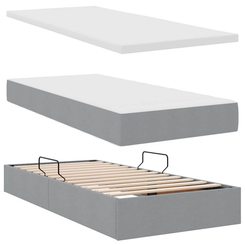 Łóżko z miejscem do przechowywania Jasnoszary 180 x 200 cm