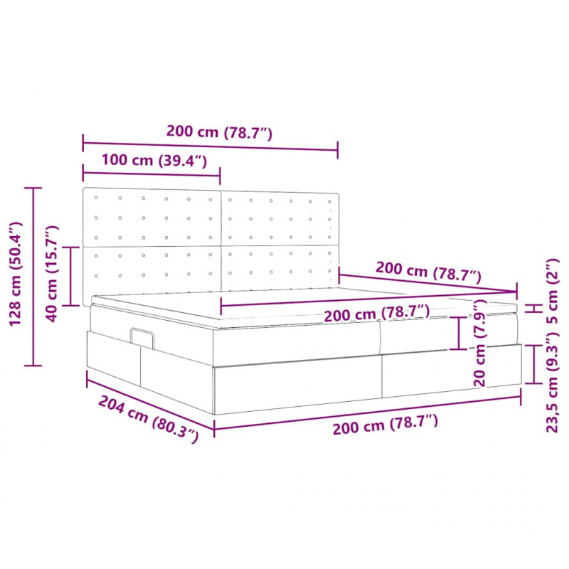 Łóżko z miejscem na przechowywanie i materacem 200 x 200 cm