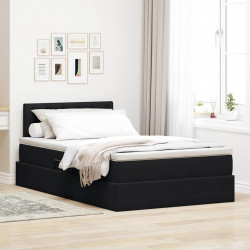 Łóżko z miejscem na przechowywanie i LED Czarny 120 x 190 cm