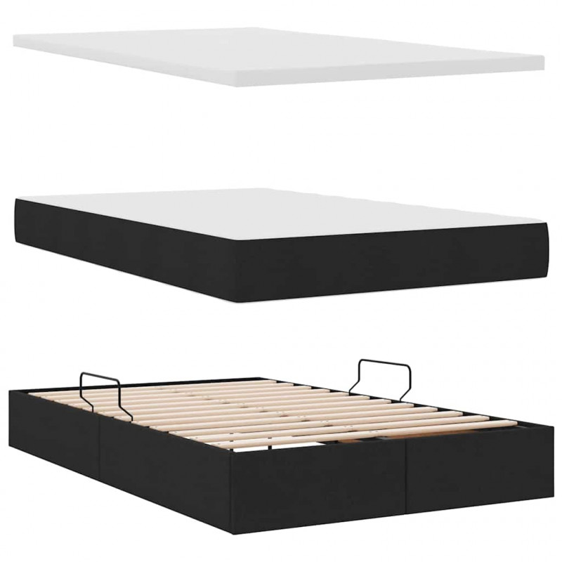 Łóżko z miejscem na przechowywanie i LED Czarny 120 x 190 cm