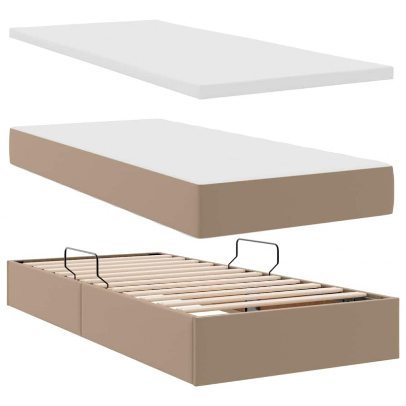 Łóżko z miejscem na przechowywanie i LED Kawowy 100 x 200 cm