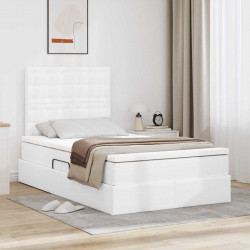 Łóżko z miejscem na przechowywanie i LED Biały 120 x 190 cm