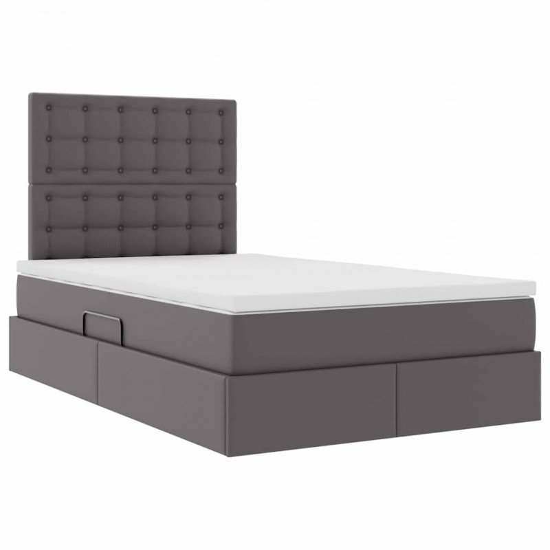 Łóżko z miejscem na przechowywanie i LED Szary 120 x 190 cm
