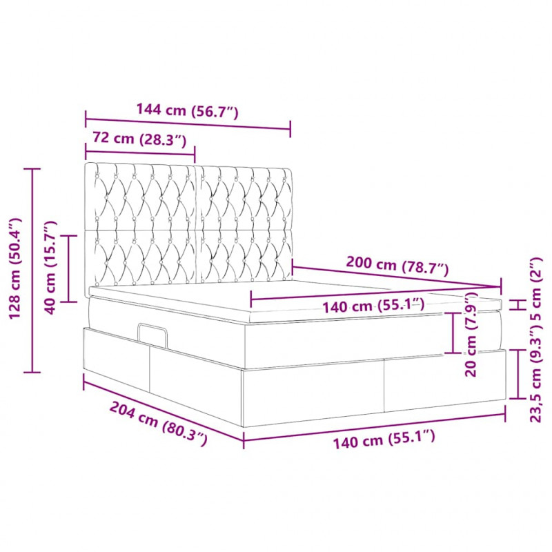 Łóżko z miejscem na przechowywanie i LED Niebieski 140 x 200 cm