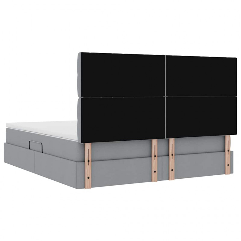 Łóżko z miejscem na przechowywanie i LED Jasnoszary Poliester